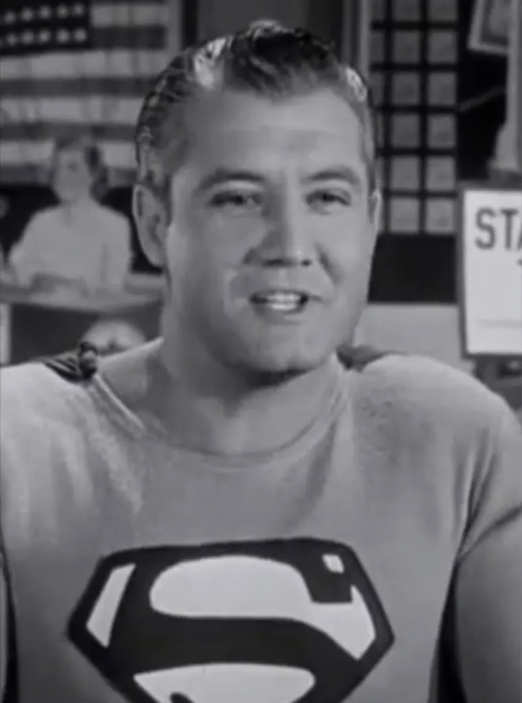 George Reeves in costume as Superman in the 1950s